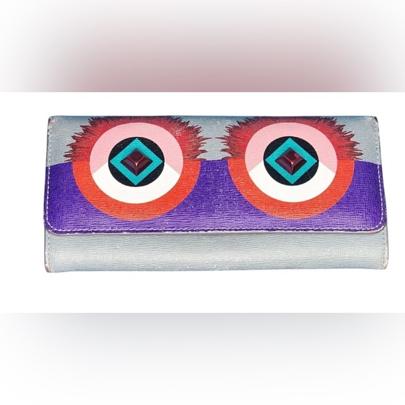FENDI Crayon Monster Eyes Long Wallet Authentic - Picture 6 of 16